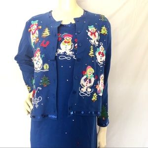 Ugly Christmas (not ugly) dress w/cardigan